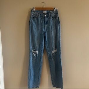 True Craft High Rise Distressed Straight-Leg Jeans